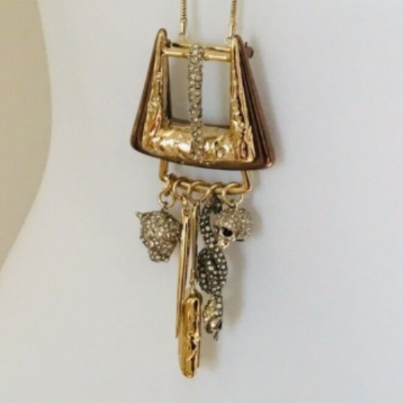 ALEXIS BITTAR CONVERTIBLE PIN TO NECKLACE BUCKLE WITH CHAIN - Picture 1 of 7